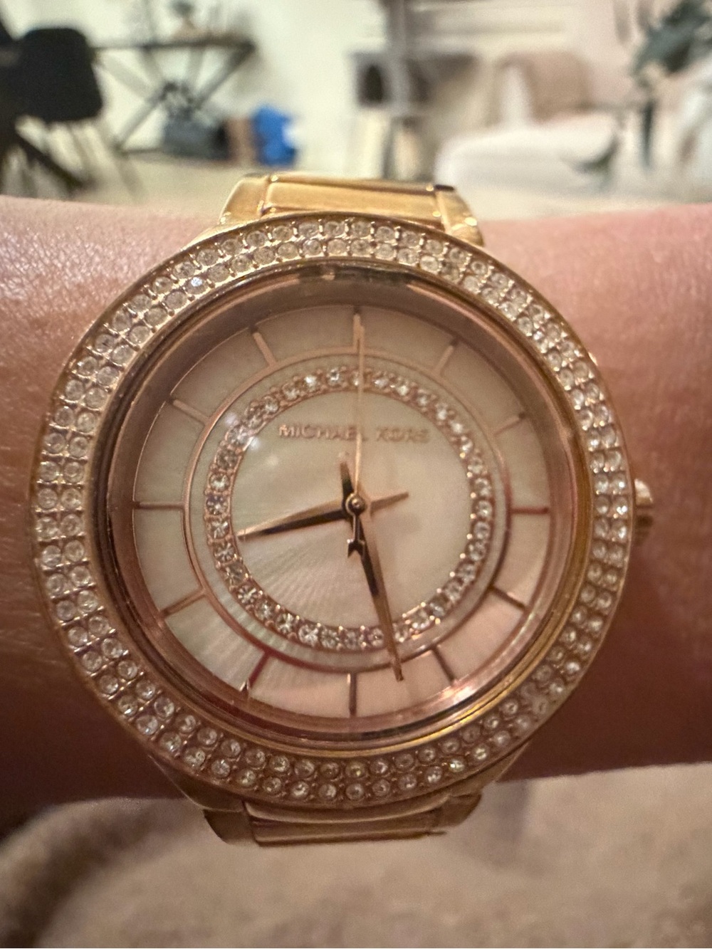 Rose gold Micheal kors crystal pave watch